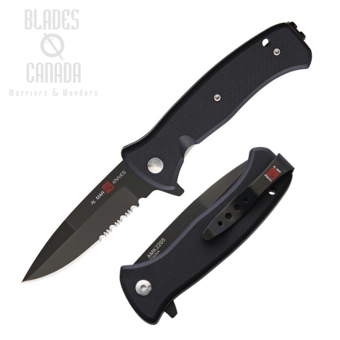 Al Mar SERE Night G Flipper Folding Knife, Assisted Opening, D2, G10 Black, AMK2205 (image for) Al Mar SERE Night G Flipper Folding Knife, Assisted Opening, D2, G10 Black, AMK2205